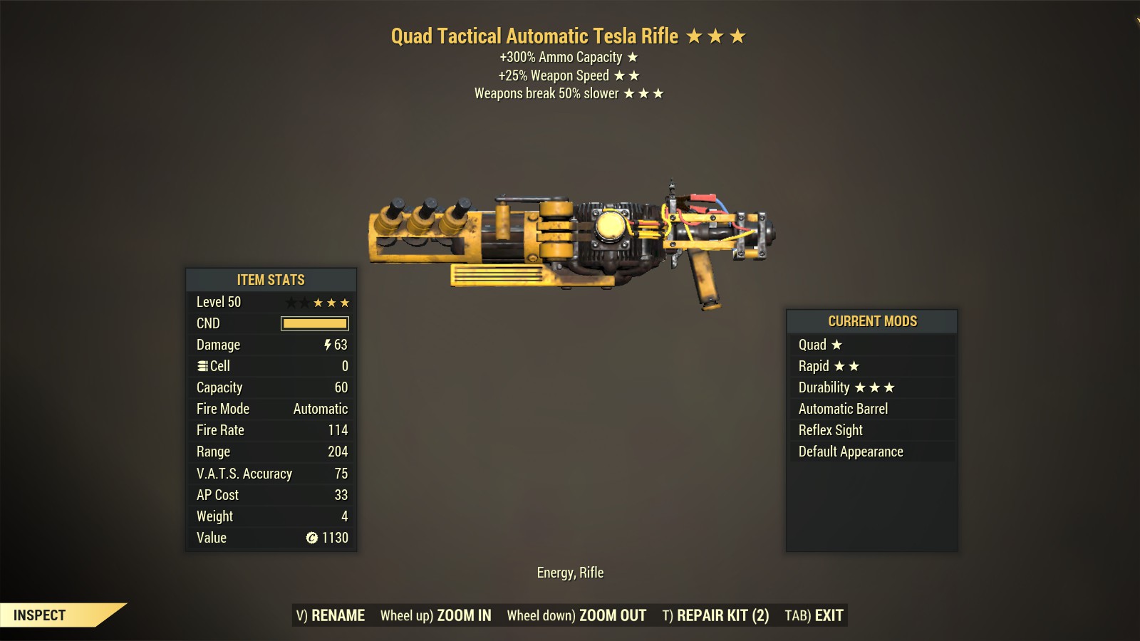 Quad【Rapid + Durability】Tesla Rifle